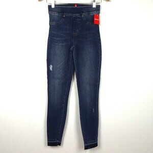 SPANX Distressed Denim Legging Jeans Women's Size XS Blue Denim Comfort Stretch